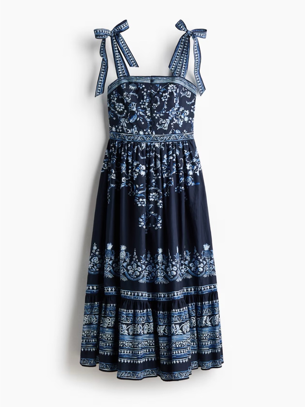 H&M Cotton Dress with Tie-Top Shoulder Straps